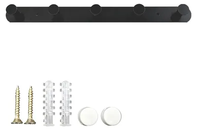 Image de Porte-manteau mural noir avec 5 crochets robustes