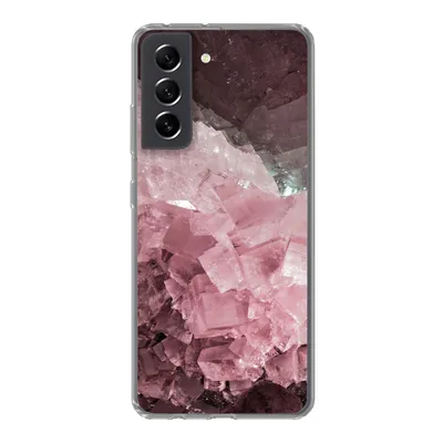 Produktbild von MuchoWow® Handyhülle Schutzhülle Hülle für Samsung Galaxy S21 FE Naturstein - Rosa - Kristall Silikon Softcase Handy Hülle - Mobiltelefonhülle