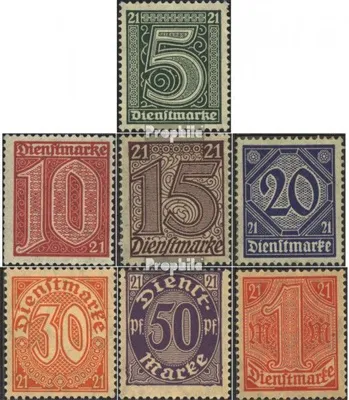 Produktbild von Briefmarken Deutsches Reich 1920 Mi D16-D22 (kompl.Ausg.) postfrisch Ziffern mit 21