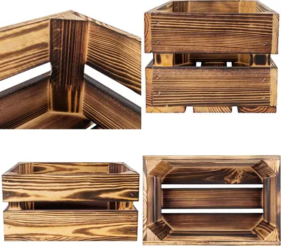 Immagine prodotto di Creative Deco Scatola di Legno Bruciato | 30x20x15 cm | Scatola di Legno in Stile Vintage | Ideale per la Conservazione Oggetti per la Decorazione DIY