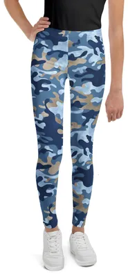 Produktbild von DECALVIBES Mädchen Leggings für Kinder & Jugendliche Blue Camouflage - 146