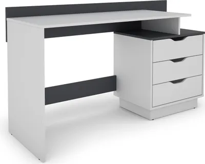 Produktbild von byLIVING Schreibtisch BELFAST / Rechts oder Links montierbar / 3 Schubkästen / Weiß - Anthrazit / Bürotisch / Schreibtisch / B 138, H 83,5, T 51,5 cm
