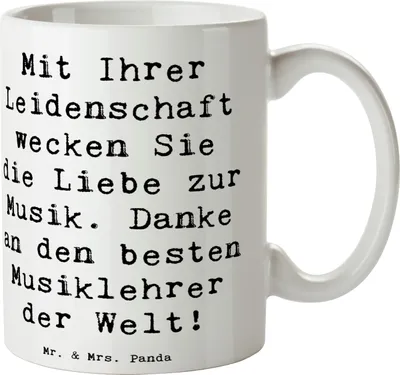 Produktbild von Mr. & Mrs. Panda Kaffeetasse Spruch Musiklehrer Liebe - Weiß - Geschenk, Bedanken, Pott, Dankeschön, Teetasse, Becher, Klavier, Anerkennung, Lehrer, Aufmerksamkeit, Tasse