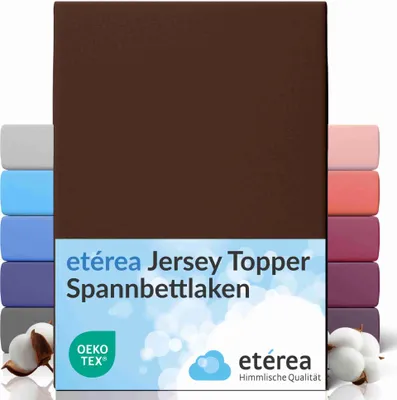 Produktbild von etérea Topper Jersey Spannbettlaken 140x200 - 160x200 cm – 100 % Baumwolle, formstabil & pflegeleicht - Braun