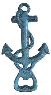 Produktbild von Anker mit Tau Flaschenöffner aus Gusseisen in blau