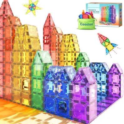 Produktbild von Magnetische Bausteine 40 Stück, Regenbogenfarben, Montessori Spielzeug für Kleinkinder