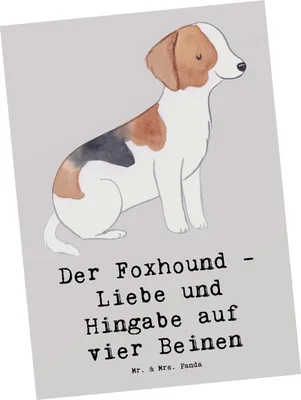 Produktbild von Mr. & Mrs. Panda Postkarte Liebevoller Foxhound - Grau Pastell - Geschenk, Erziehung, Ansichtskarten, Loyalität, Grußkarte, Pflege, Fotokarte, Hunderassen Beschreibung