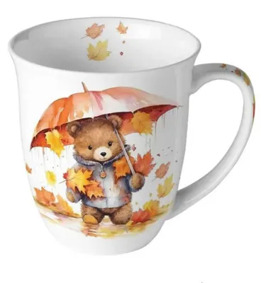 Produktbild von Porzellan Tasse Teddybär mit Regenschirm 0,4L