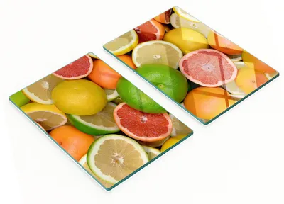 Produktbild von Küchenschneidebretter aus Glas mit Zitrusfruchtmotiven, 2 x 40 x 52 cm