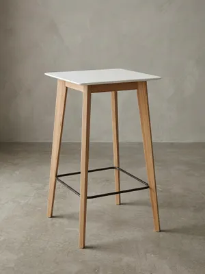 Produktbild von Skandinavischer Bartisch, Eichenbeine, quadratische Tischplatte, 50 kg Belastbarkeit. 60x60x110 cm | Kadima Design