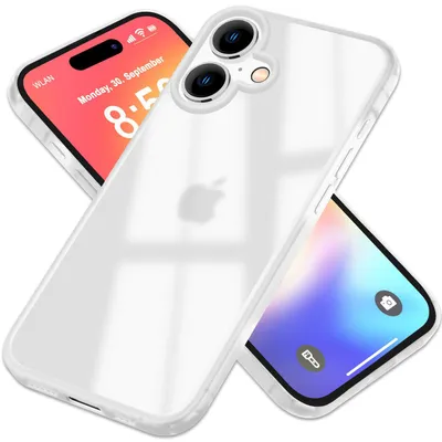 Produktbild von NALIA Matte Handyhülle für iPhone 16 – Stoßfester TPU-Rand & Semi-Transparent – FUZION (Anti-Fingerprint Case) – Marke aus Berlin – Weiß