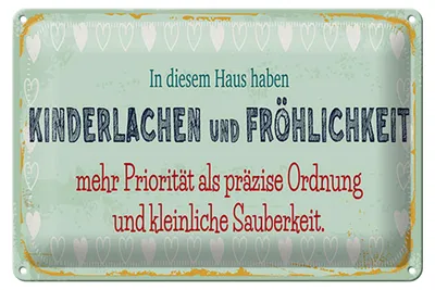 Produktbild von Blechschild Kinderlachen und Fröhlichkeit, 30 x 20 cm, Blechschilder Spruch Glück Weisheit