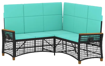 Image de vidaXL Ensemble de canapé de jardin 5 places, noir et turquoise