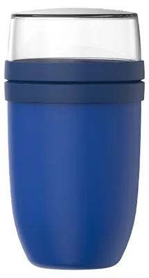 Produktbild von Mepal - Müslibecher xl Ellipse - Müslibecher To Go - Joghurtbecher To Go - Unterteilung für Joghurt & Müsli - Geeignet für Gefrierschrank, Mikrowelle & Spülmaschine - 750 + 300 ml - Vivid blue