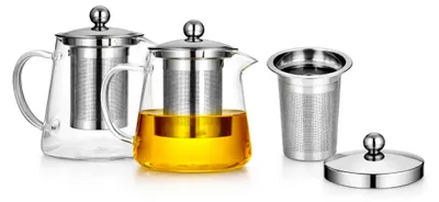 Produktbild von Glasteekanne mit Edelstahlfilter - 750 ml Teekanne aus Borosilikatglas