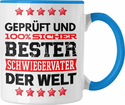 Produktbild von Trendation - Schwiegervater Tasse Geschenk Geburtstag Spruch Bester Schwiegerpapa Der Welt Vatertag Lustige Geschenkidee (Blau)