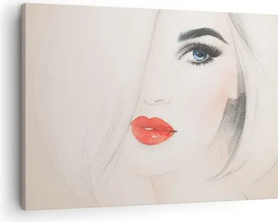 Produktbild von Bild auf Leinwand - Leinwandbild - Frau Gesicht Lippen - 70x50cm - Wand Bild - Wanddeko - Wandbilder - Leinwanddruck - Bilder - Kunstdruck - Wanddekoration - Leinwand bilder - Wandkunst - AA70x50-3860