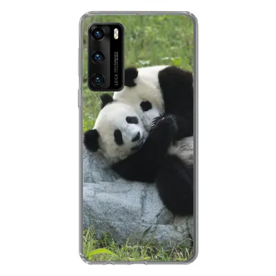 Produktbild von MuchoWow® Handyhülle Schutzhülle Hülle für Huawei P40 Pandas - Gras - Stein Silikon Softcase Handy Hülle - Handytasche
