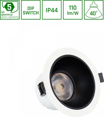 Imagen del producto de ORBITO: Foco empotrable LED, diámetro 115 mm, ideal para baños, potencia de 6-20W, ángulo de iluminación de 40°, temperatura de color 3000K, grado de protección IP44 (resistente a salpicaduras), sin deslumbramiento