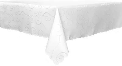 Produktbild von Tischdecke Ranken Schnörkel glänzend Ornament weiß - 90 x 90 cm
