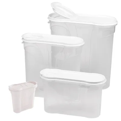 Produktbild von Novaliv Schüttdosen 4er SET 1x Salzstreuer plus 3x Vorratsdosen zum Streuen 4l + 2,4l + 1,3l Dose mit Deckel für Müsli Mehl Zucker Dosen Küchen Organizer Food Box Meal-Prep-Boxen Aufbewahrungsdose