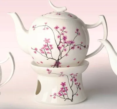 Produktbild von Teekanne CHERRY BLOSSOM Kirschblüten 2 Liter + Stövchen weiß rosa TeaLogic