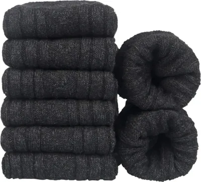Produktbild von 6 Paar Merinowollsocken für Herren, Thermosocken, Wintersocken, atmungsaktive Wandersocken, Trekkingsocken, Baumwollsocken, Business & Freizeit, Stricksocken, Sportsocken, EU 38-45