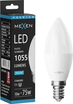 Zdjęcie produktu dla Mexen Nova żarówka LED E14, C37, 10W, Zimna - 6500K, 1055 lm - L102-E14-1065-01
