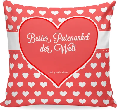 Produktbild von Mr. & Mrs. Panda kissen bedruckt Patenonkel - Geschenk, Dankeschön, Lieblingsonkel, 40 X 40, Nichte, Bester, Dekokissen, Kleinigkeit, Mitbringsel, Sofakissen, 40x40, Sofa