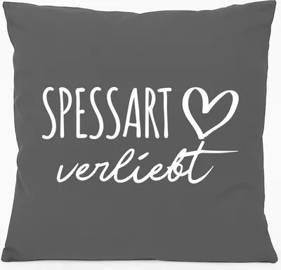 Produktbild von Huuraa Kissen Spessart verliebt 40x40cm mit Füllung Steel Grey Baumwolle Dekokissen Geschenkidee
