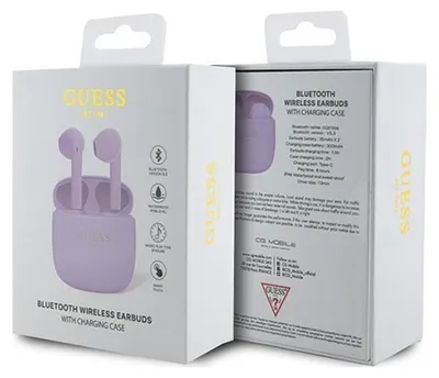 Zdjęcie produktu dla Słuchawki Bluetooth Guess Gutwst26Psu Tws + Stacja Dokująca - Fioletowe Classic Est Logo