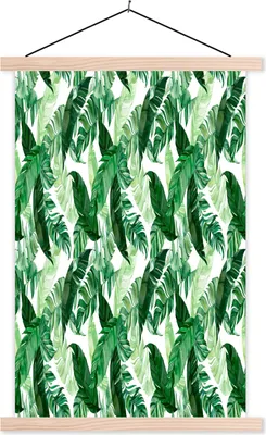 Produktbild von MuchoWow® Textilposter Vintage - Blätter - Pflanzen 60x90 cm mit holzfarbenen Rahmen - Textil