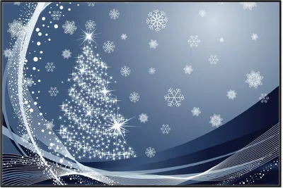 Produktbild von Wallario Wandbild Glitzernder Tannenbaum mit Schneeflocken, Größe: 61 x 91,50 cm, Poster mit schwarzem Aluminiumrahmen