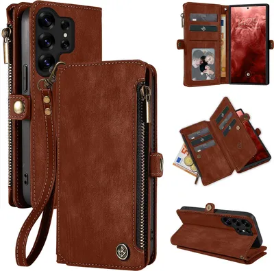 Produktbild von Handy Hülle für Samsung Galaxy S26 Ultra Geldbeutel Geldbörse RFID Schutz Klapphülle Cover Schutzhülle Wallet Farbe: Dunkelbraun