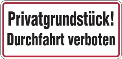 Produktbild von Dreifke® Hinweisschild, Privatgrundstück! Durchfahrt verboten, 170x350mm, Alu...