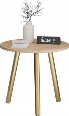 Zdjęcie produktu dla Kawowy Okrągły Stolik Ława Loft Industrial Salon 55 cm