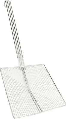 Image de Cuillère en mousse en acier inoxydable, à bords carrés – passoire grossière pour les pâtes, la friture et la cuisine, accessoire utile pour la cuisine