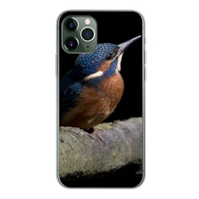 Produktbild von MuchoWow® Handyhülle Schutzhülle Hülle für iPhone 11 Pro Eisvogel - Zweig - Federn - Schwarz Silikon Softcase Handy Hülle - Handy