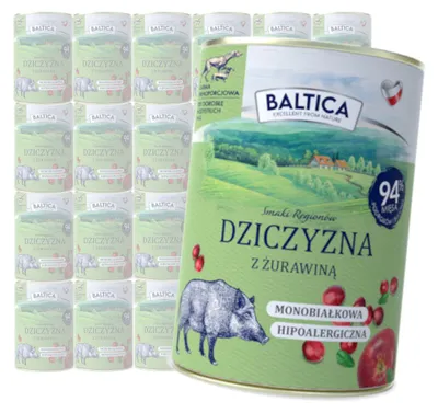 Produktbild von Baltica Wildschwein mit Cranberry 24x400g Monoprotein Hypoallergen Getreidefrei Nassfutter für Hunde