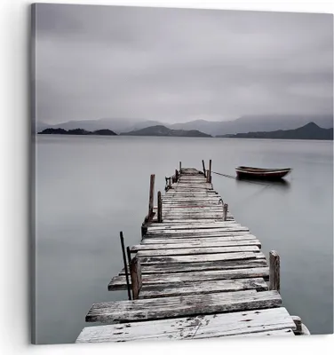 Produktbild von Bild auf Leinwand - Leinwandbild - Brücke See - 60x60cm - Wand Bild - Wanddeko - Wandbilder - Leinwanddruck - Bilder - Kunstdruck - Wanddekoration - Leinwand bilder - Wandkunst - AC60x60-3547