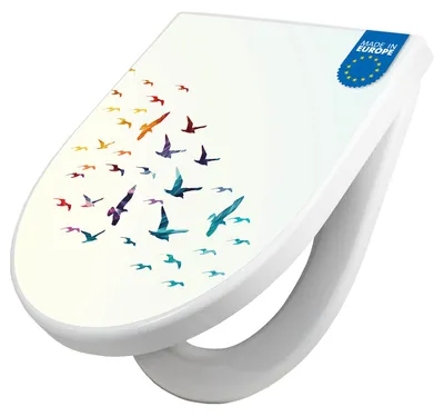 Produktbild von WC Sitz mit Absenkautomatik D Form Motiv Fliegende Vögel [TDW3 10738]
