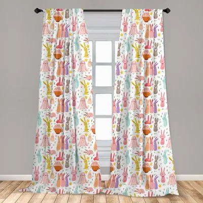 Obrázok produktu pre Abakuhaus, záclony, farebné záclony s motívom ružových srdiečok, sada pozostávajúca z 2 kusov, 150 x 175 cm