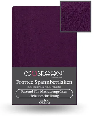 Produktbild von Frottee Spannbettlaken 180x200 cm - 200x220 cm + 40 cm Boxspringbett Laken aubergine