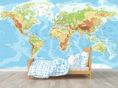 Produktbild von DECO WALLS Fototapete Kinderzimmer Weltkarte - Außergewöhnliche Haltbarkeit XXL 148x220 cm