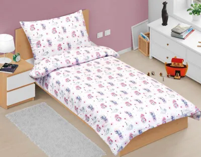 Produktbild von Baumwollbettwäsche junior - Rosa, Grau - 140x200, 70x90