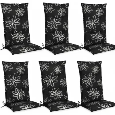 Produktbild von Beautissu 6er Set Hochlehner für Gartenstuhl Flores, 120x50x6cm, Schwarz