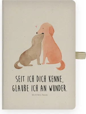 Produktbild von Mr. & Mrs. Panda notizbuch Hunde Liebe - Transparent - Geschenk, Notizheft, Kuss, Sprüche, Tagebuch, Wunder, Skizzenheft, Optimitisch, Kladde, Journal, Hund, Herz