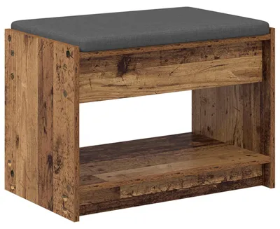 Produktbild von vidaXL Flurbank mit Kissen mit Regal Altholz 63 x 38 x 45 cm