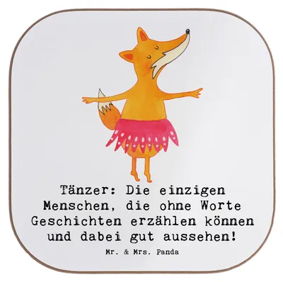 Produktbild von Mr. & Mrs. Panda Untersetzer für Gläser Tanzen Geschichten - Weiß - Geschenk, Glas, Sportler, Coaster, nonverbale Kommunikation, Tanzfreude, Tassenuntersetzer, Teamsport