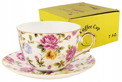 Produktbild von CUP 230ml Flowers Gold Edge Thin Porcelain Vintage Style Yamasen